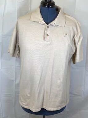 Disney Beige Polo Shirt Sz L CAST MEMBER EXCLUSIVE Short Sleeve RARE